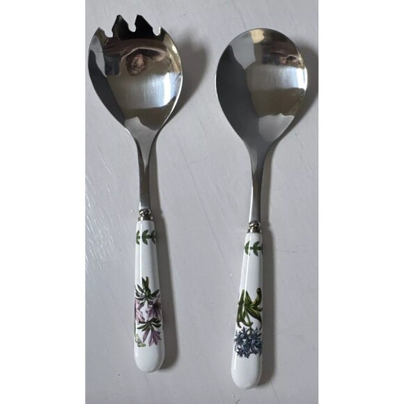Portmeirion Botanic Garden Set of 2 Salad Servers Flowers Butterfly Utensils - Picture 11 of 14